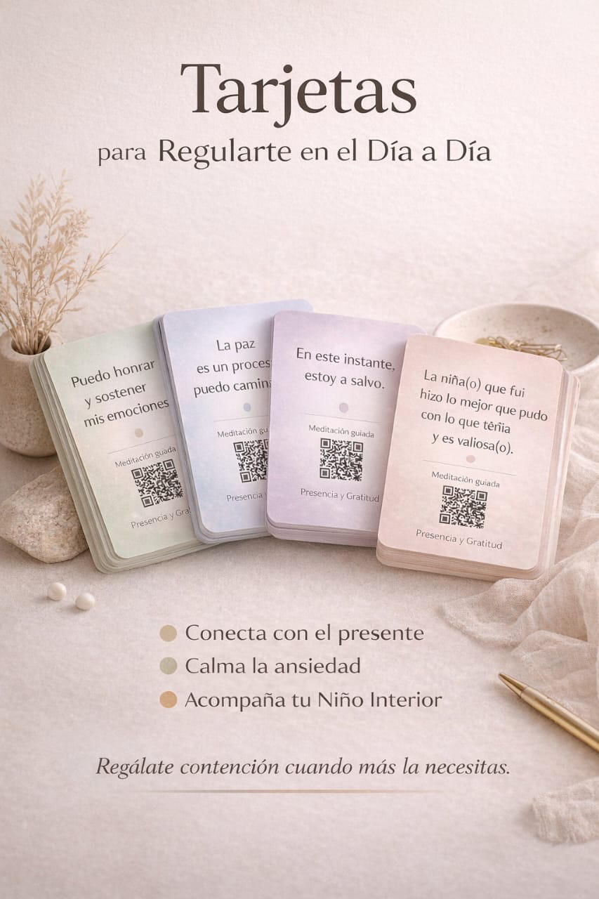 Tarjetas Regresa a ti Estas tarjetas terapéuticas están diseñadas para ayudarte a trabajar emociones, ansiedad, amor propio y presencia. Son una herramienta para uso personal o para psicologos que buscan acompañar a sus pacientes entre sesiones